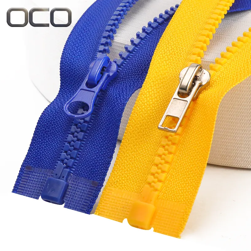 OCO Cor personalizada de fábrica #5 #7 Cremallera Zíper de Resina Plástica com extremidade aberta Zíper de plástico de 60 cm