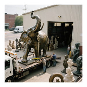 Producto de fábrica Escultura de elefante de bronce Listo para enviar Estatua de elefante aullando de cobre - Product Image 1
