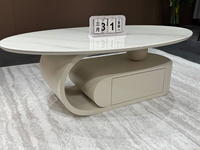 Table basse de salon élégante de luxe haut de gamme, design créatif, table basse moderne en pierre, table basse ovale à vendre