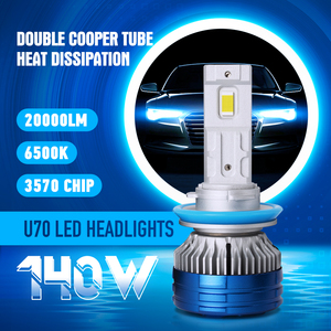Phare U70 140W 20000lm grande puissance H1 H3 H4 H7 H11 H13 9004 9005 9006 9007 9012 880 881 AUTO CAR antibrouillard - Product Image 2