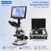 OPTO-EDU A33.5110 9 Inch LCD Digital Biological Microscope with Aluminum Case 40X-1000X Trinocular School Lab