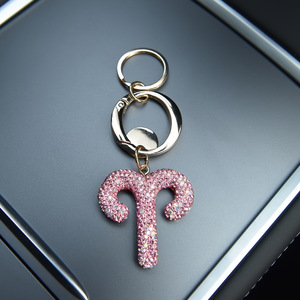 Portachiavi Personalizzato Creativo con 12 Segni Zodiacali in Cristallo e Strass, Simbolo Zodiacale Rosa, Regalo di Compleanno per Donne - Product Image 4