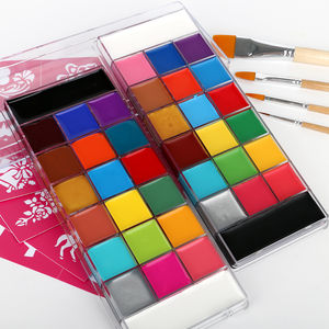 Paleta de maquillaje profesional de 20 colores con plantillas de pinceles Kit de pintura facial al óleo - Product Image 4