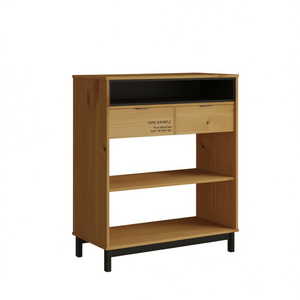 Solid Oak Wood Rectangular Bar <b>Table</b> 3 Compartments Modern Minimalist Design Durable Commercial Furniture - Product Image 1