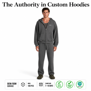 Sudadera con capucha y cremallera Charlo para hombre, de algodón grueso y forro polar, corte holgado, estilo urbano, venta al por mayor, personalizada, OEM, a granel - Product Image 1