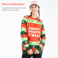 VENTE EN GROS Nouvelle Mode O-cou Rouge Chunky Pull Tricoté Hiver À Manches Longues Épaissir Chaud Pull Top Pulls De Noël Adultes