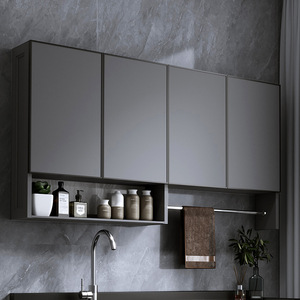 Wan Yusen Wall Mounted Storage <b>Cabinet</b> <b>Grey</b> Powder Coated Punch Free Bathroom Kitchen Use - Product Image 1