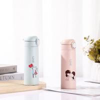 Gobelet à eau en verre pour étudiants à paroi simple isolé avec couvercle pop-up anti-fuite, isolation thermique, portable, pratique pour les filles sportives