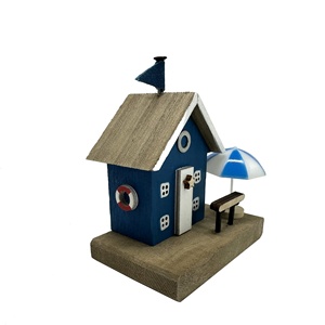 Woonkamer Strand Blauw Zee <span class=keywords><strong>Design</strong></span> Drijfhout 3d Huisvorm Hout Ambachtelijke Blok Houten Decoratie Ornamenten Met Zonnescherm - Product Image 3