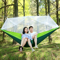 Hochwertiger Nylon-Parachute-Hammock mit Moskitonetz Baumgürtel Outdoor-Hammocks für Camping Reisen Wandern Einzel-Doppel
