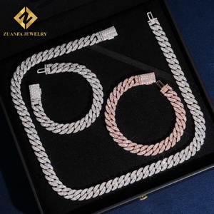 925 Silver Moissanite Jewelry Cuban <b>Link</b> Chain Jewelry Miami Cuban <b>Link</b> Bracelet &Necklace Hip Hop Bling Jewelry For Men - Product Image 3