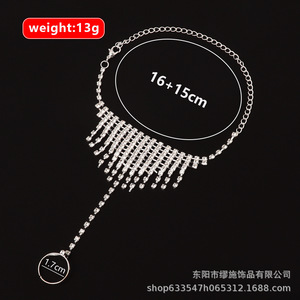 Chaîne de cheville tendance en cristal et strass, plaqué argent, style bohème pour femme, idéale pour les soirées - Product Image 3