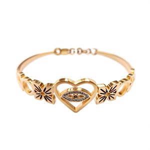 Bracelet tendance en acier inoxydable 316L plaqué or PVD, design cœur et œil protecteur, bijoux pour femmes - Product Image 2