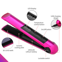 PRITECH Mini fer à cheveux chauffant sans fil portable taille compacte Mini fer à lisser plat sans fil rechargeable pour le voyage