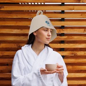 Chapeau de sauna en feutre de laine <span class=keywords><strong>personnalisé</strong></span> brodé couleur crème naturelle, chaud et sans couture, pour banya russe, hammam et spa - Product Image 6