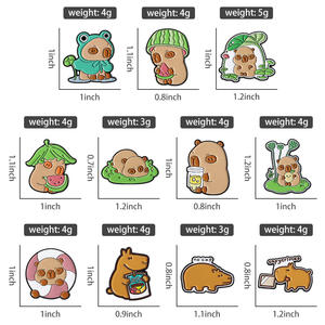 可爱水豚珐琅别针夏季动物胸针西瓜荷叶徽章礼品饰品批发供应 - Product Image 6