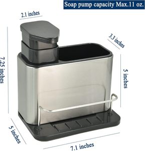 Support égouttoir 3-en-1 pour éponges et ustensiles de cuisine avec distributeur de savon - Product Image 3