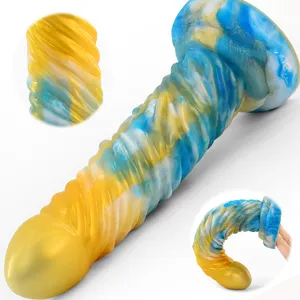 도매 9 인치 날개 뱀 긴 섹스 도구 실리콘 항문 플러그 여성과 남성을위한 다채로운 딜도 에로틱 섹스 토이 자위
