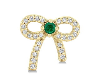 NOUVELLE ARRIVÉE 2026 Boucles d'oreilles de mode précieuses et élégantes en or jaune 10K avec émeraude ronde de 2 mm et diamant rond de 1/6 carat - Product Image 3