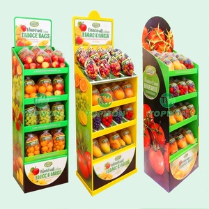 Estante de exhibición de venta al por menor de supermercado personalizado, soporte de exhibición emergente de cartón corrugado, soporte de exhibición de frutas y verduras - Product Image 1