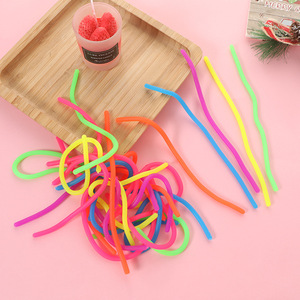 Factory Wholesale Colorful Soft Different Size Jelly Stress Relief Sensory Stretchy Elastic <b>Strings</b> Monkey Noodles Fidget Toys - Product Image 5
