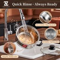 Casserole en acier inoxydable 201 de qualité supérieure avec finition polie miroir, fond encapsulé 3 couches, compatible induction professionnelle