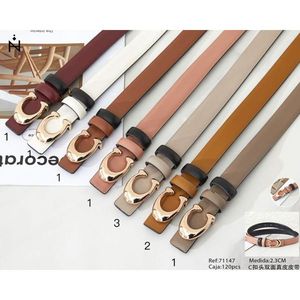 Cintura in Vera Pelle a Doppio Lato 2,3 Cm con Fibbia a C, Cinture Moda Donna - Product Image 1