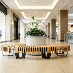 Banco Circular <span class=keywords><strong>de</strong></span> <span class=keywords><strong>Madera</strong></span> con Jardinera Central para Jardín, Patio o Interiores, Asientos con Diseño Inspirado en Árboles - Product Image 5