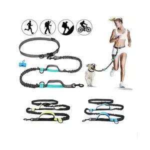 Laisse pour chien, en Nylon, mains-libres, réfléchissant, pour course en extérieur, accessoire élastique et rétractable, collier d'entraînement
