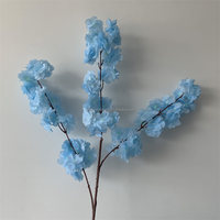 Bunga Sakura Biru Buatan Tangan dari Sutra Lembut L-222 Grosir untuk Pernikahan, Natal, dan Thanksgiving