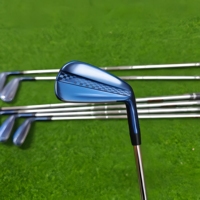 Ensemble de fers de golf unisexe BLUE 790 pour droitiers, 4 pièces, en acier inoxydable, flex rigide, poignée en caoutchouc, durable, personnalisable, moulé sous pression
