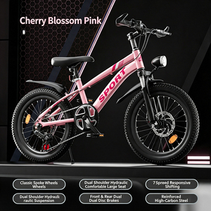 Bicicletta per bambini 18 pollici 20 pollici, mountain bike a velocità variabile, bicicletta con doppio freno a disco, bici da strada ammortizzata - Product Image 2
