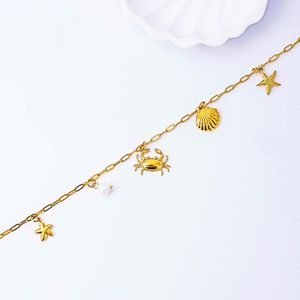 Collar de acero inoxidable con diseño minimalista de estilo europeo y americano, con temática marina, con estrella de mar, concha y perla, ideal para vacaciones en la playa. - Product Image 3