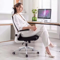 Chaise de bureau moderne en tissu noir à dossier haut pivotant en maille pour bureau à domicile et salle de réunion