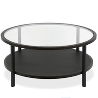 Table basse moderne en métal à 2 niveaux avec plateau en verre, table à thé, table d'appoint pour la maison ou le bureau, design KD