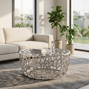AK Brass Premium Design Metal <b>Coffee</b> <b>Table</b> With <b>Silver</b> Finished Handmade Attractive Luxury Furniture For Home Living Room Decor - Product Image 2