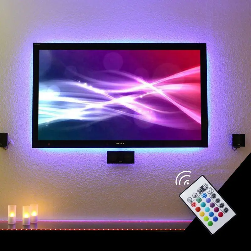 Bộ Đèn Nền TV LED USB 16 Màu 50CMX4 Với Điều Khiển Từ Xa Đèn RGB Linh Hoạt Đèn Trang Trí Bàn SMD Màn Hình Chiếu Sáng Nền TV