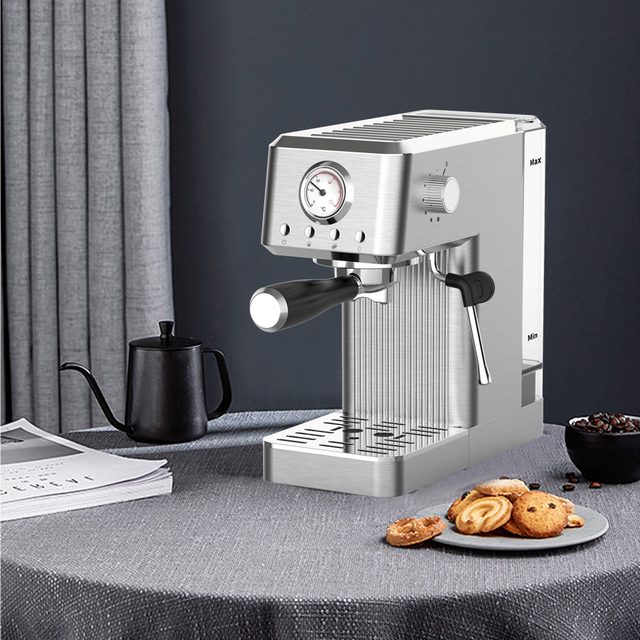 Professional Factory Stainless Steel Espresso Coffee Maker 20 Bar Household Electric Cafe Machine with Brewing System for Hotels