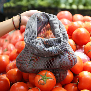 Tas jaring buah katun tas jala ramah lingkungan tas serut jaring belanja Supermarket - Product Image 3