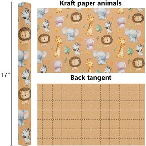 Kraft Animal Wrapping <b>Paper</b> 17in x 32.8ft Cute Jungle Design For Baby Shower Birthday Mother's Day Valentine's Day - Product Image 5