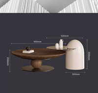 Ensemble de tables basses en bois réglables modernes, design minimaliste italien, table ronde pour petits salons