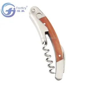 FORKRY Hot Selling High Quality Classical Stainless Steel Open Wine Bottle Opener With Red Pear Handle