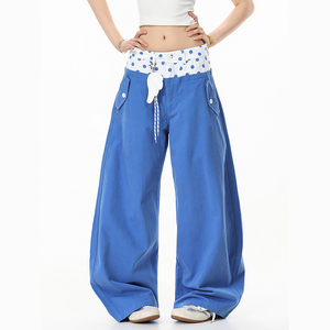 High-end Streetwear Retro College-style <strong>Trousers</strong> Dopamine-Style Polka Dot Color-blocked Cargo Pants for Men and Women - Product Image 1