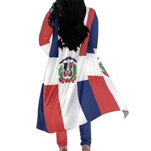 Best seller mantello a maniche lunghe da donna Set <span class=keywords><strong>testo</strong></span> personalizzato Casual donna 2 pezzi abbigliamento all'ingrosso bandiera della repubblica dominicana abbigliamento - Product Image 2