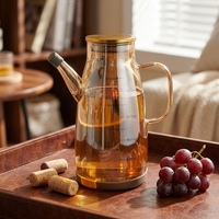 Bouteille d'huile et de vinaigre de cuisine en verre borosilicate épais de qualité alimentaire avec mesure graduée et pinceau applicateur