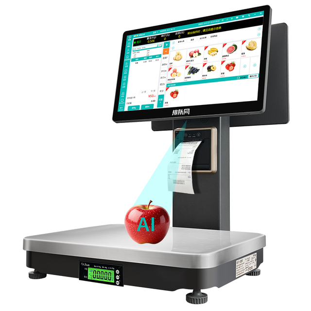 S100 Wholesales 15KG 3 in 1 Point of Sale Ai Pos Terminal Weighing Scale With 58mm Printer Cash Register Machine System Scale