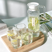 En Gros Service Carafe à Eau en Verre Cristal de Haute Qualité à 6 Tasses Nouveau Design avec Couvercle en Liège pour Servir le Café et le Thé