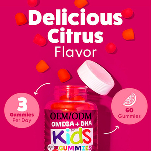 Gomitas de Omega 3, 6 y 9 con DHA para Niños, Vegetarianas, Sin Gluten, Sabor Cítrico, Sesenta Unidades, OEM ODM para el Bienestar Diario Infantil - Product Image 3