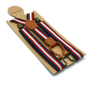 Uomini adulti allungati quattro clip tracolla 2.5CM Casual pantaloni a righe con bretelle per la festa - Product Image 2
