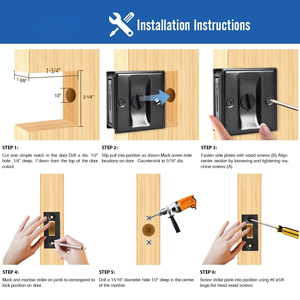 Cerradura de Puerta Oculta con Logotipo Personalizado, Cerradura de Puerta de Acero Inoxidable Cuadrada Negra Mate, <span class=keywords><strong>Mini</strong></span> Cerradura de Embutir para Dormitorio, Hogar y Hotel - Product Image 5